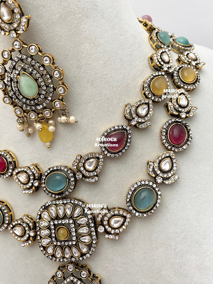 Hanali Victorian Kundan Statement Necklace set