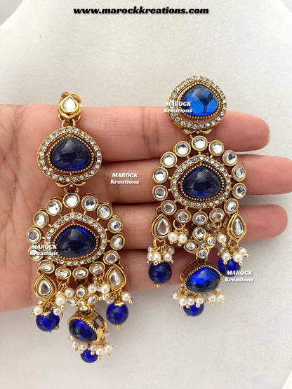 Harsha Premium Quality Kundan and Monalisa stone Statement Necklace set