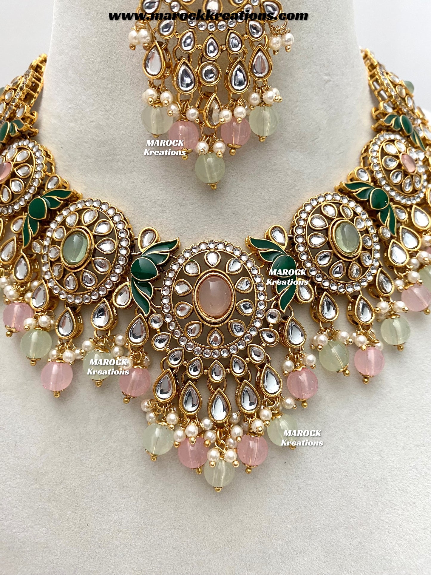 Iqra Premium Quality Kundan Meenakari Statement Necklace set