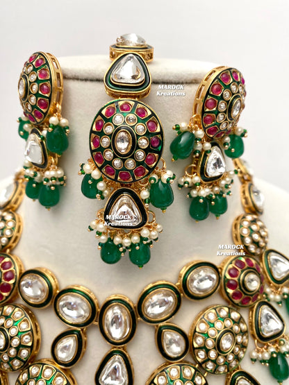 Amisha Premium Quality Kundan Meenakari Statement Necklace set