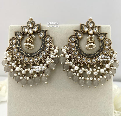 Premium Quality Kundan Meenakari Statement Earrings