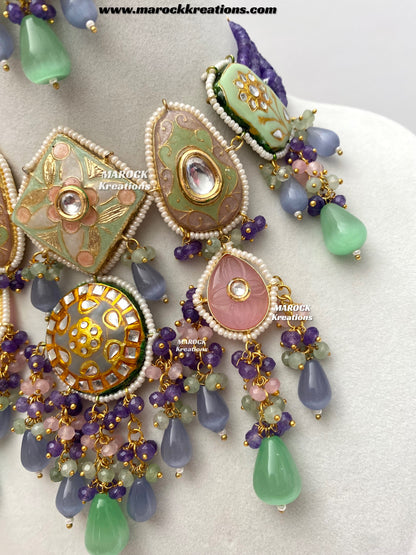 Zina Premium Quality Kundan Meenakari Statement Choker set