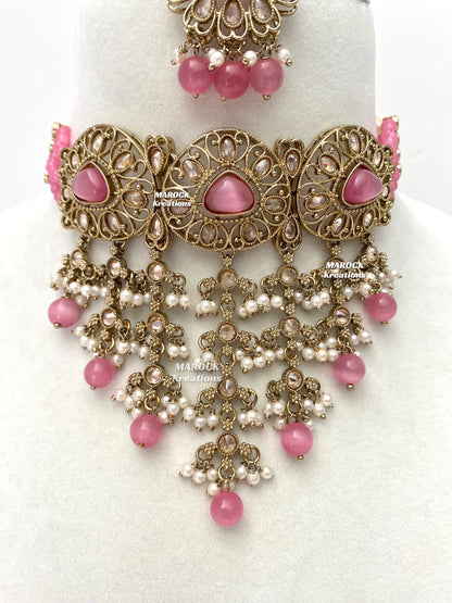 Amaira Antique Gold Polki choker set