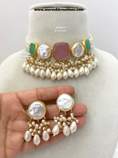 Adviti Mother of pearls Statement choker set
