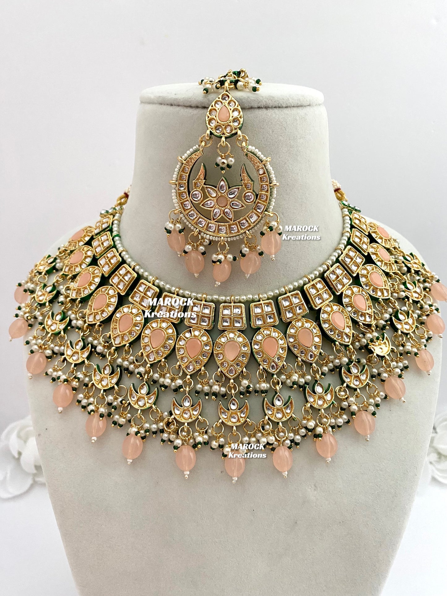 Premium Quality Thappa Kundan Statement Necklace set