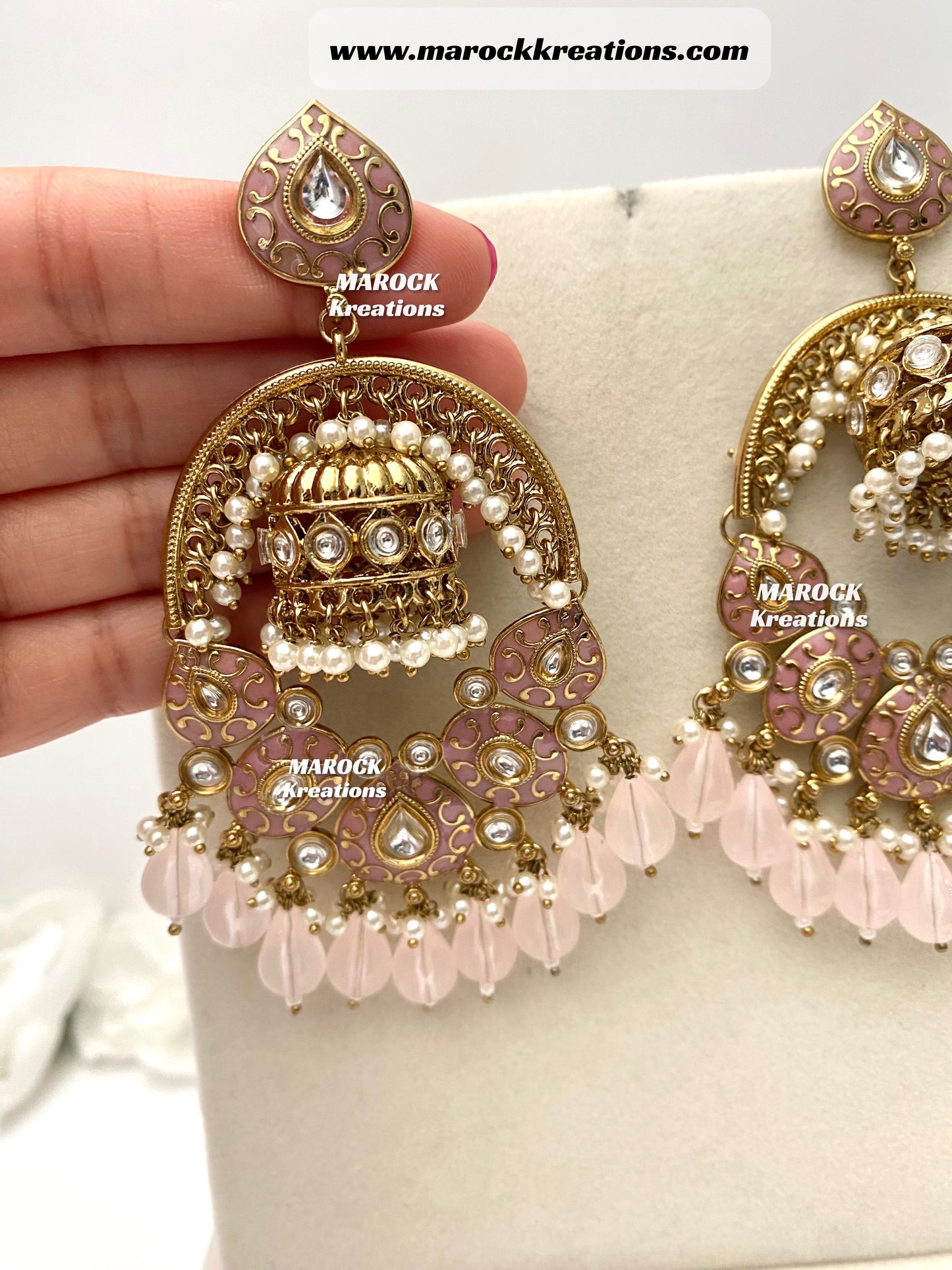 Tanya Bollywood style Kundan Meenakari Statement Earrings