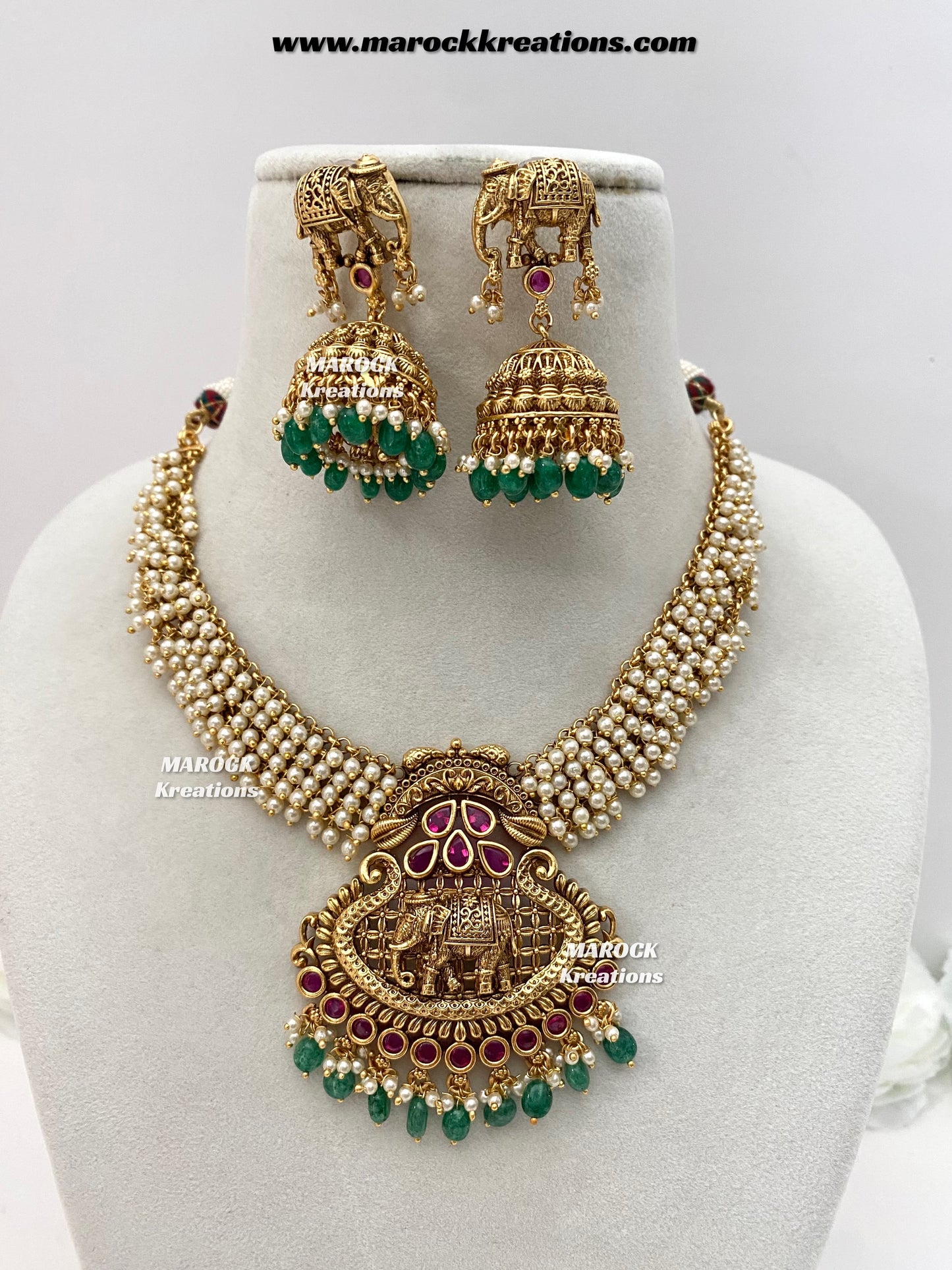 Sahana Premium Quality Gold Plated Rajwadi necklace set