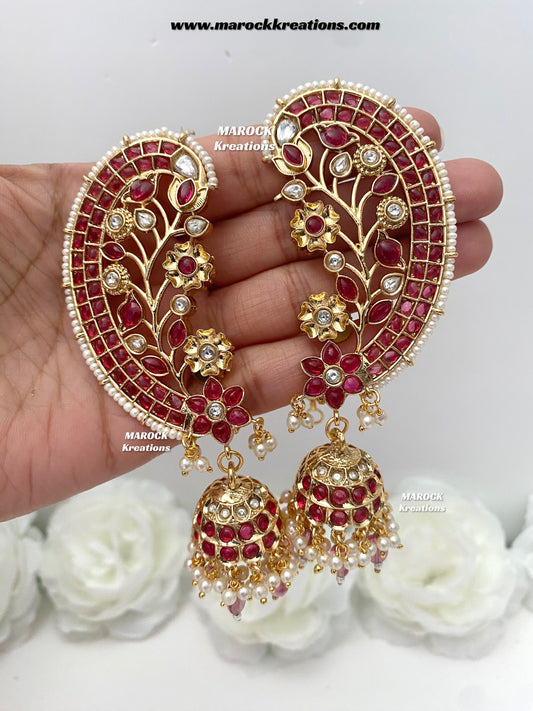 Shilpy Premium quality Gold plated Earcuff style Statement Jhumki Earrings