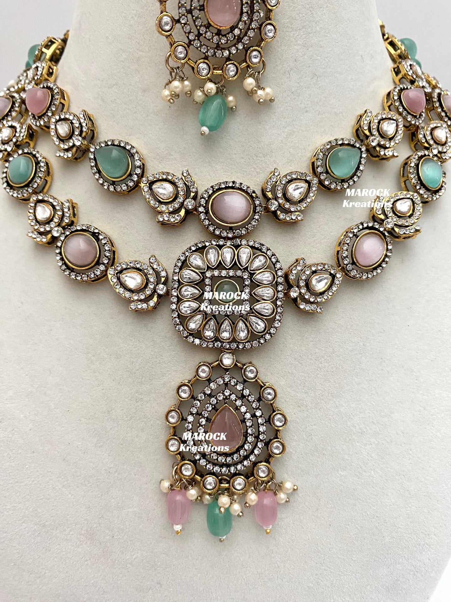 Hanali Victorian Kundan Statement Necklace set