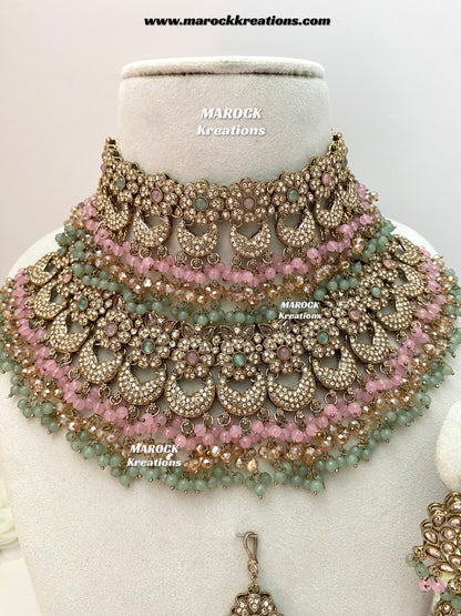 Meesha Premium Quality Pakistani Choker and Necklace combo set