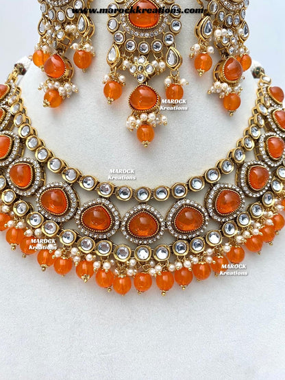 Harsha Premium Quality Kundan and Monalisa stone Statement Necklace set