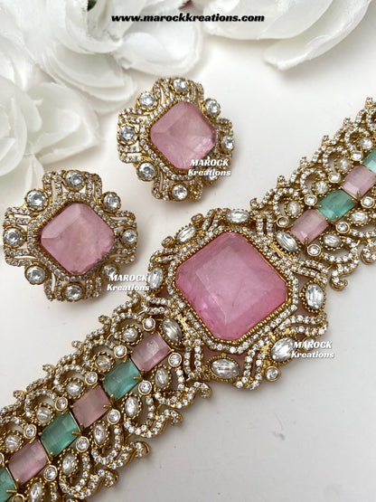 Paloma Sabyasachi inspired Premium Quality Moissanite Kundan and American Diamond choker set