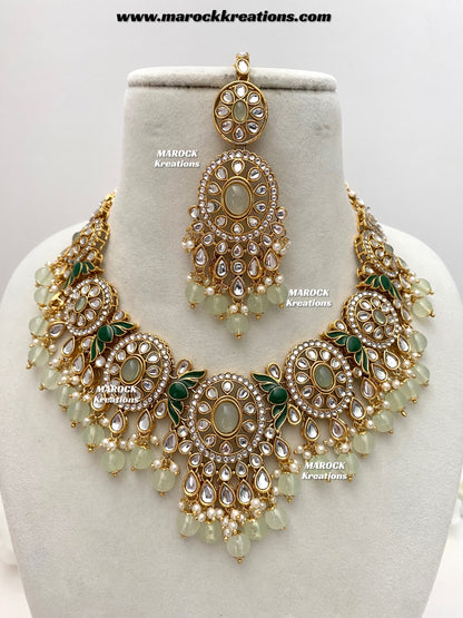 Iqra Premium Quality Kundan Meenakari Statement Necklace set