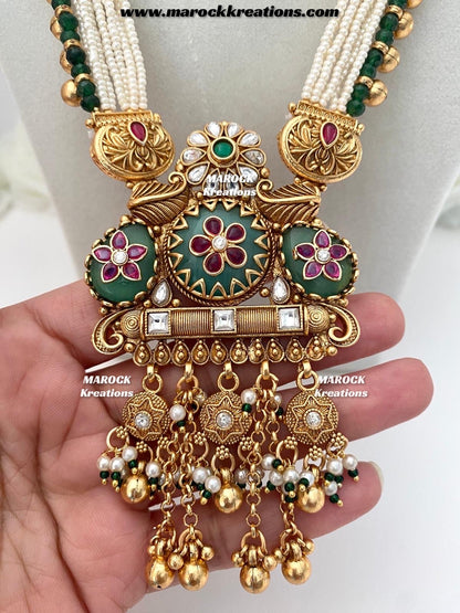Jima Premium Quality Gold plated exclusive heritage Rani haar set