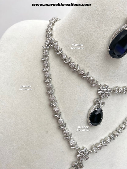 Lauren Silver American Diamond Necklace set