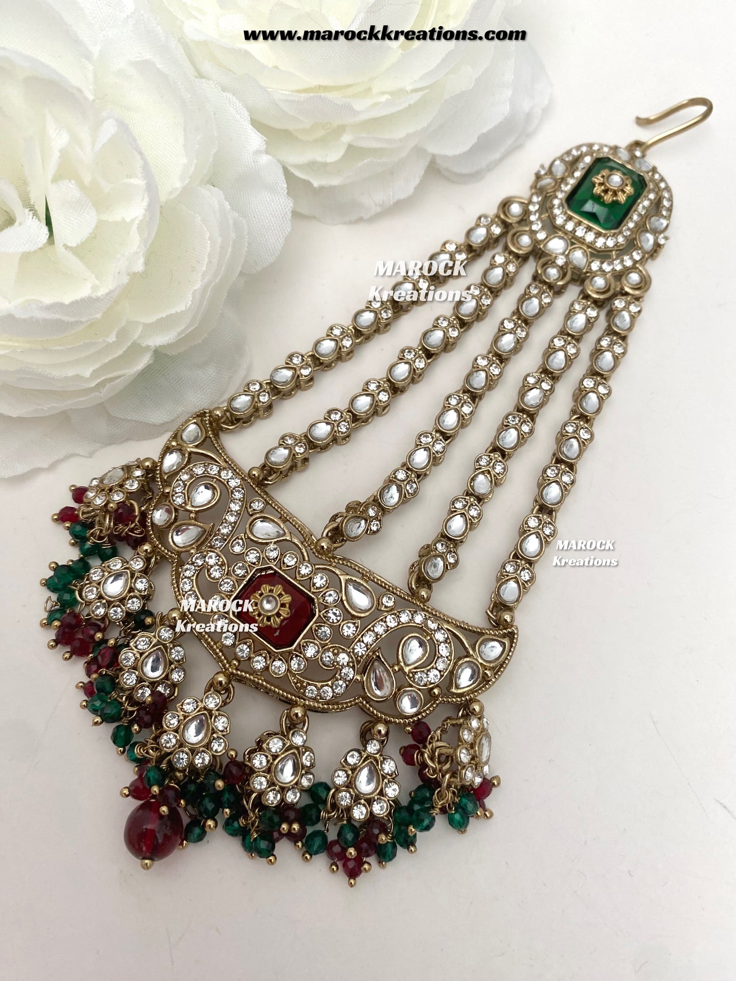 Yusrah Premium Quality Antique gold Kundan Statement Bridal set