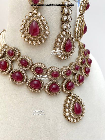 Zafina Premium Quality Moissanite Kundan Statement Choker/Necklace set