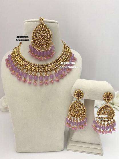 Trendy Gold plated traditional necklace sets/Elegant gold look necklace sets.