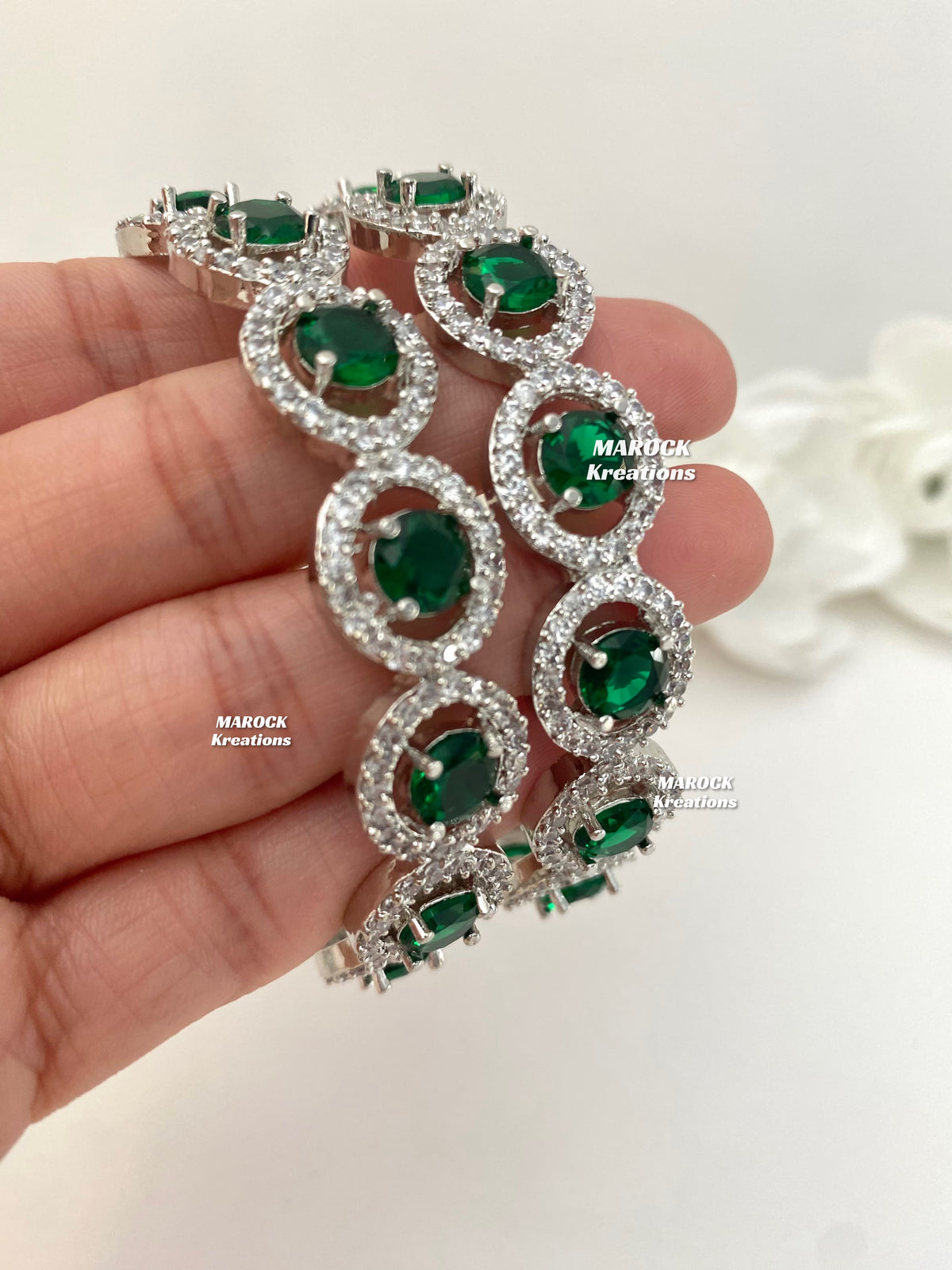 Silver American Diamond Bangles/Kade