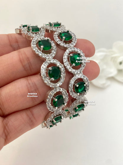 Silver American Diamond Bangles/Kade