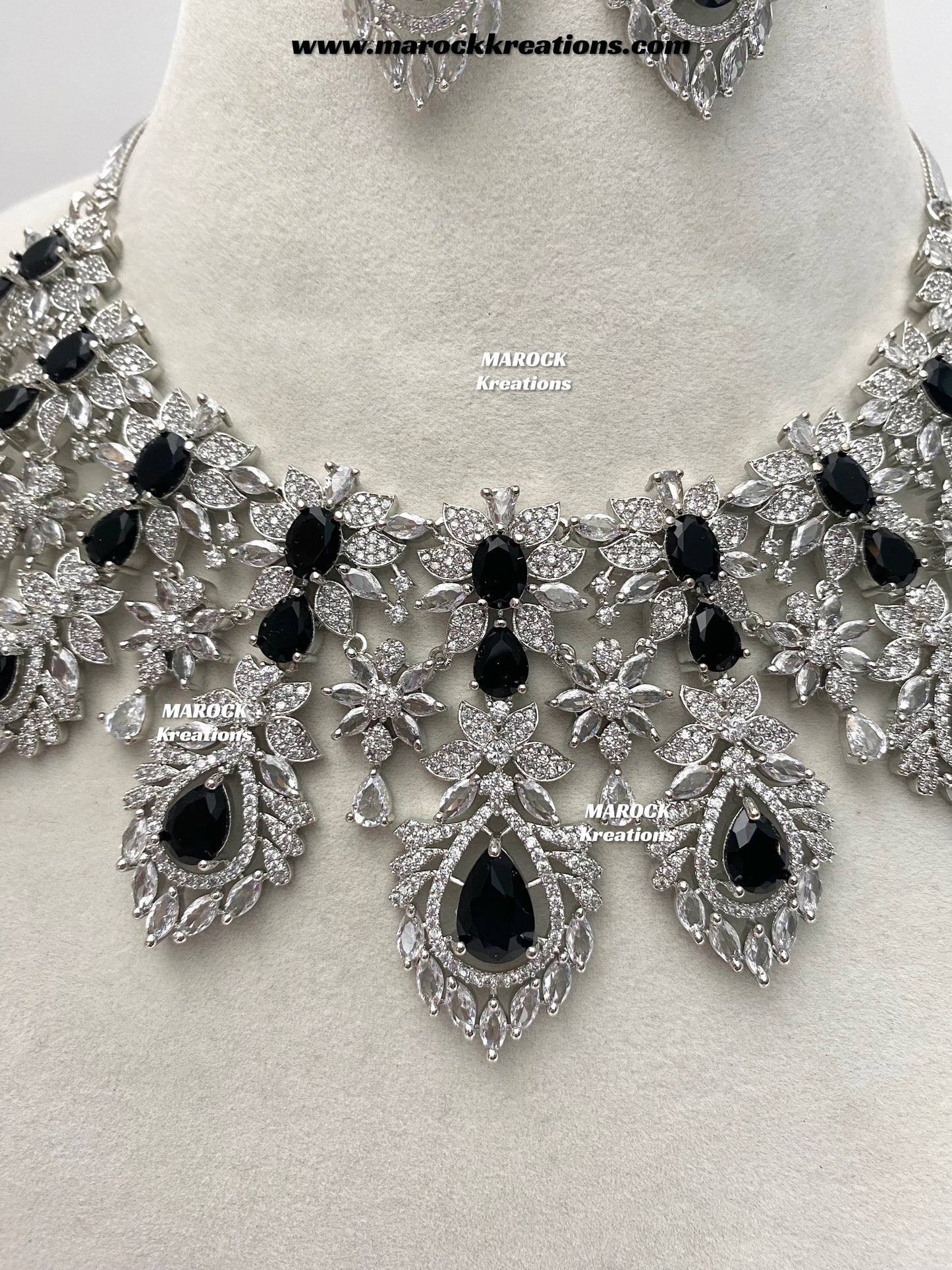 Austin Silver American Diamond Necklace set