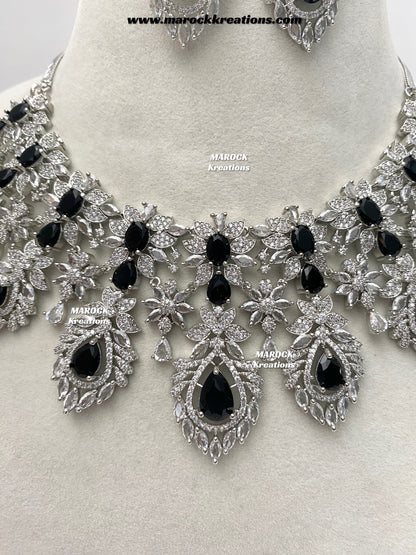 Austin Silver American Diamond Necklace set