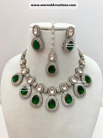 Evelyn Tyani inspired Premium Quality dual tone Kundan Necklace set