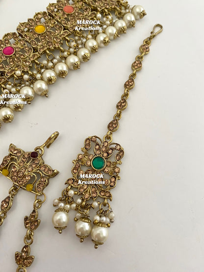 Antique Gold Pakistani Choker set