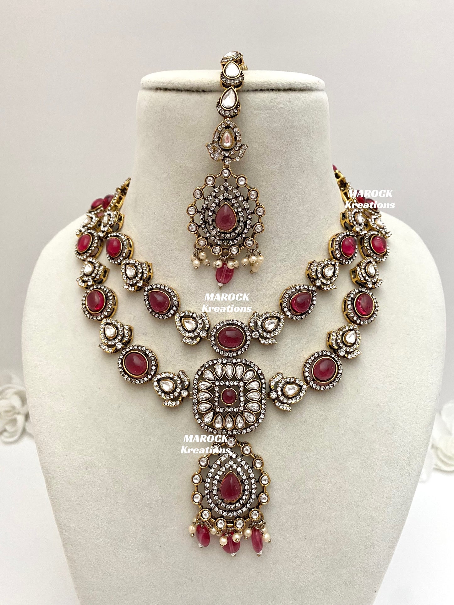 Hanali Victorian Kundan Statement Necklace set