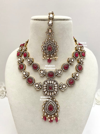 Hanali Victorian Kundan Statement Necklace set