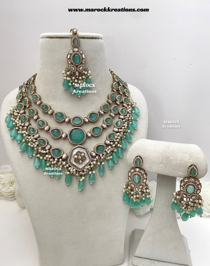 Manisha Sabyasachi inspired Premium Quality Kundan triple layer statement necklace set