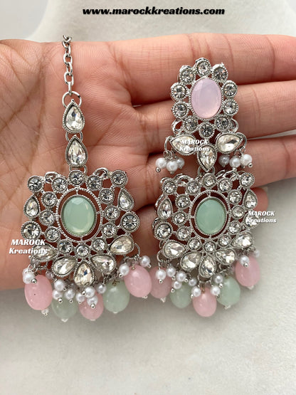 Naina Silver Stone Necklace set