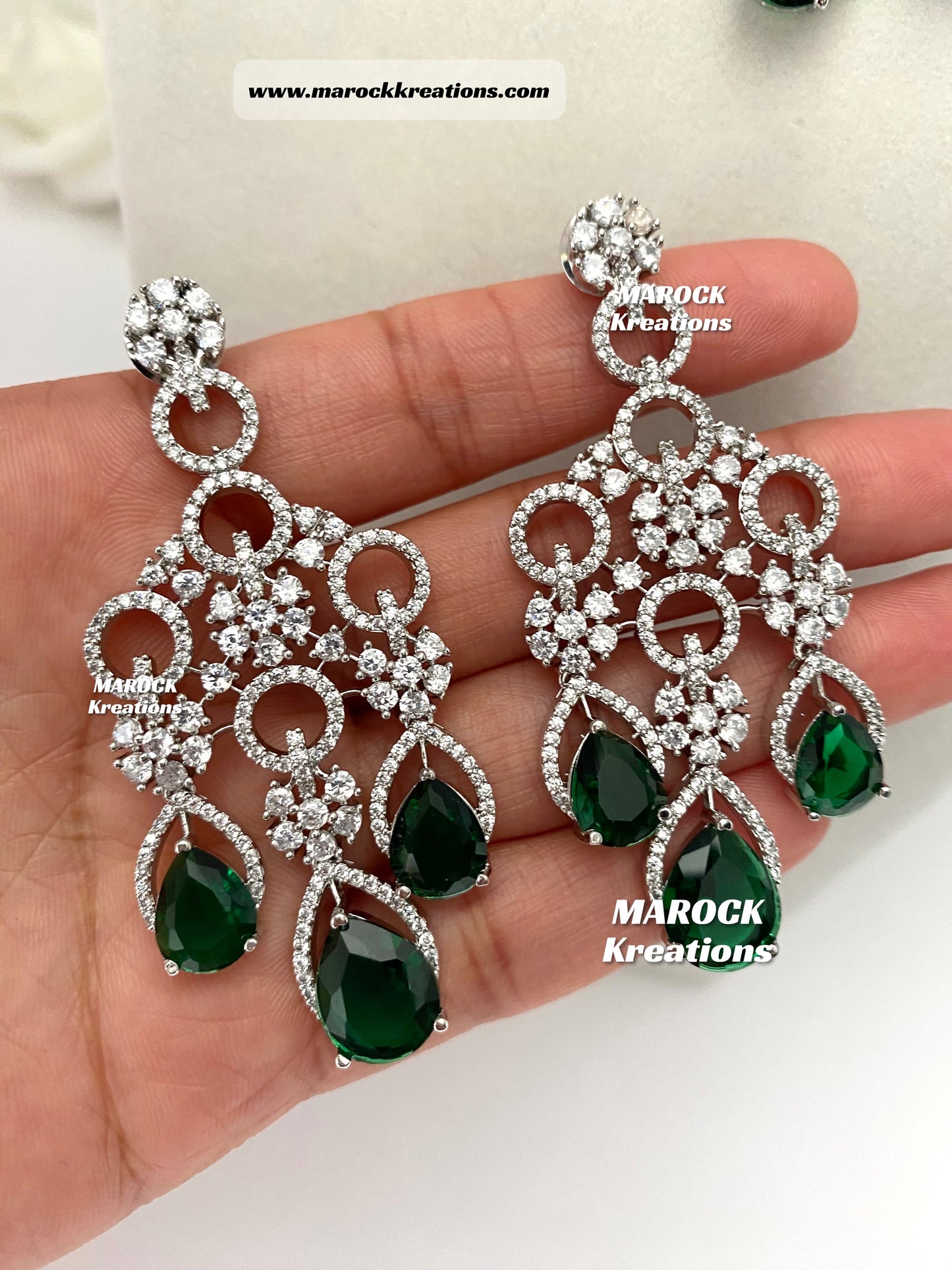 Anshika Silver American Diamond Necklace set