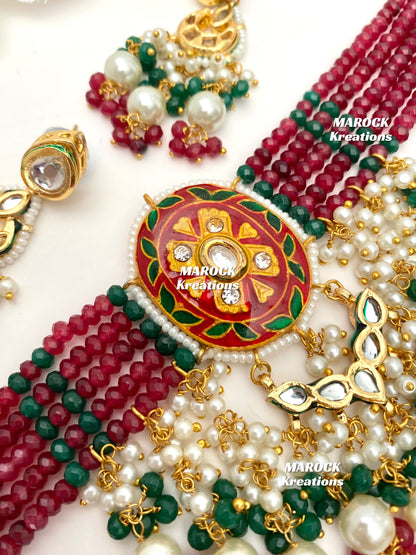 Saina Kundan Meenakari Statement Choker set