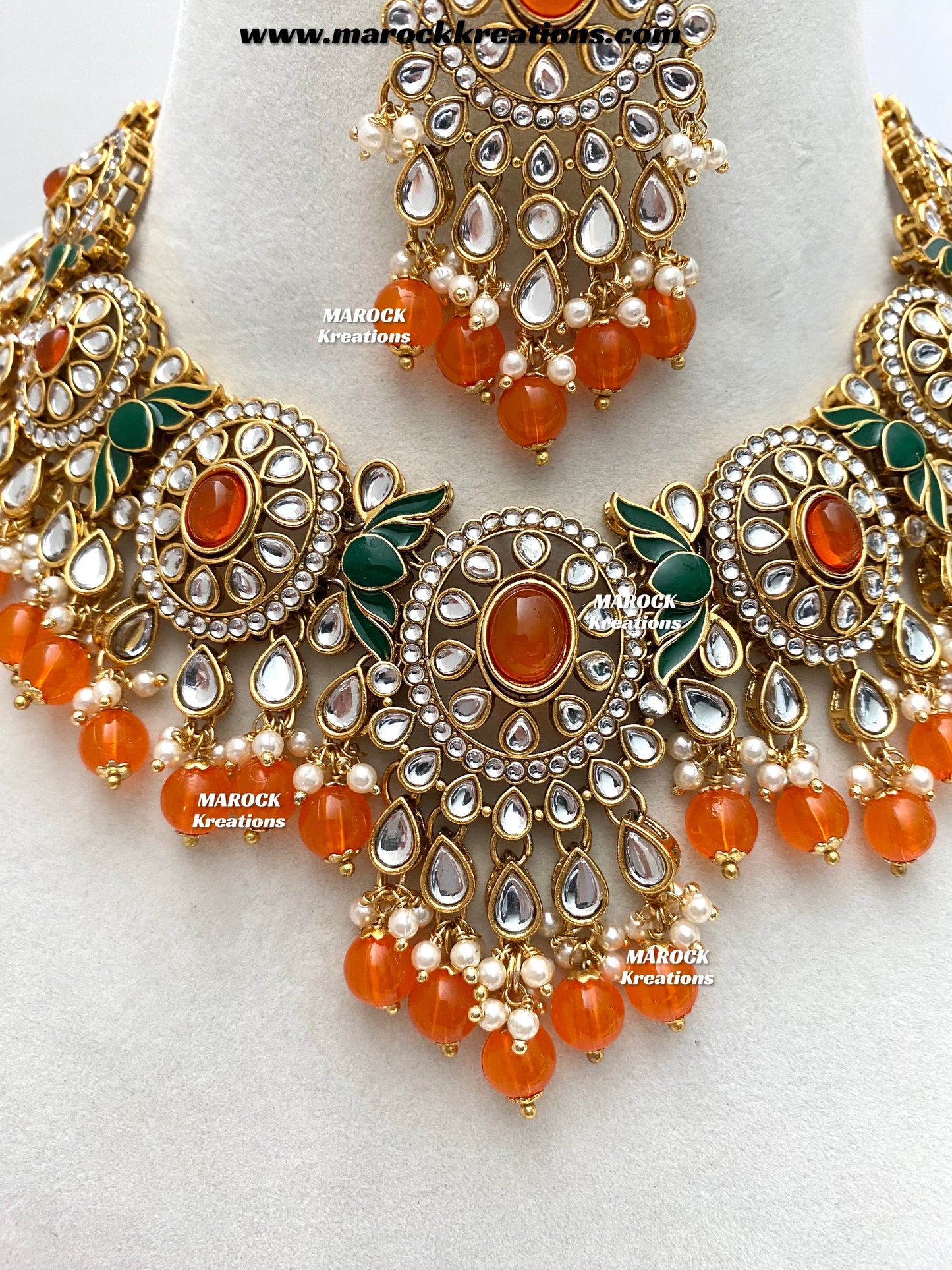 Iqra Premium Quality Kundan Meenakari Statement Necklace set
