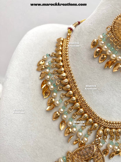 Feraz Premium Quality Gold Plated peepal patti necklace set