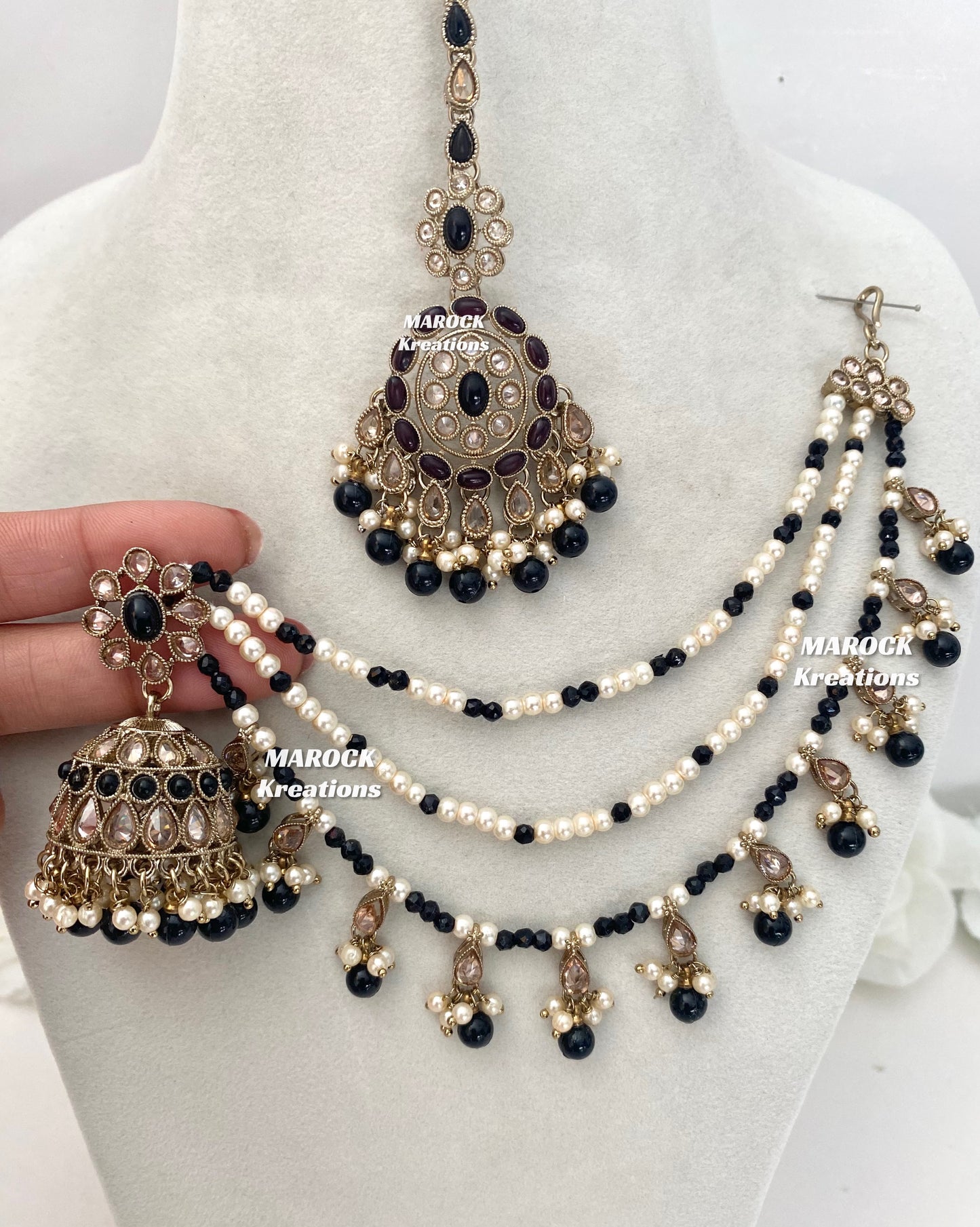 Leela Polki Bahubali Jhumki Earrings and tikka set