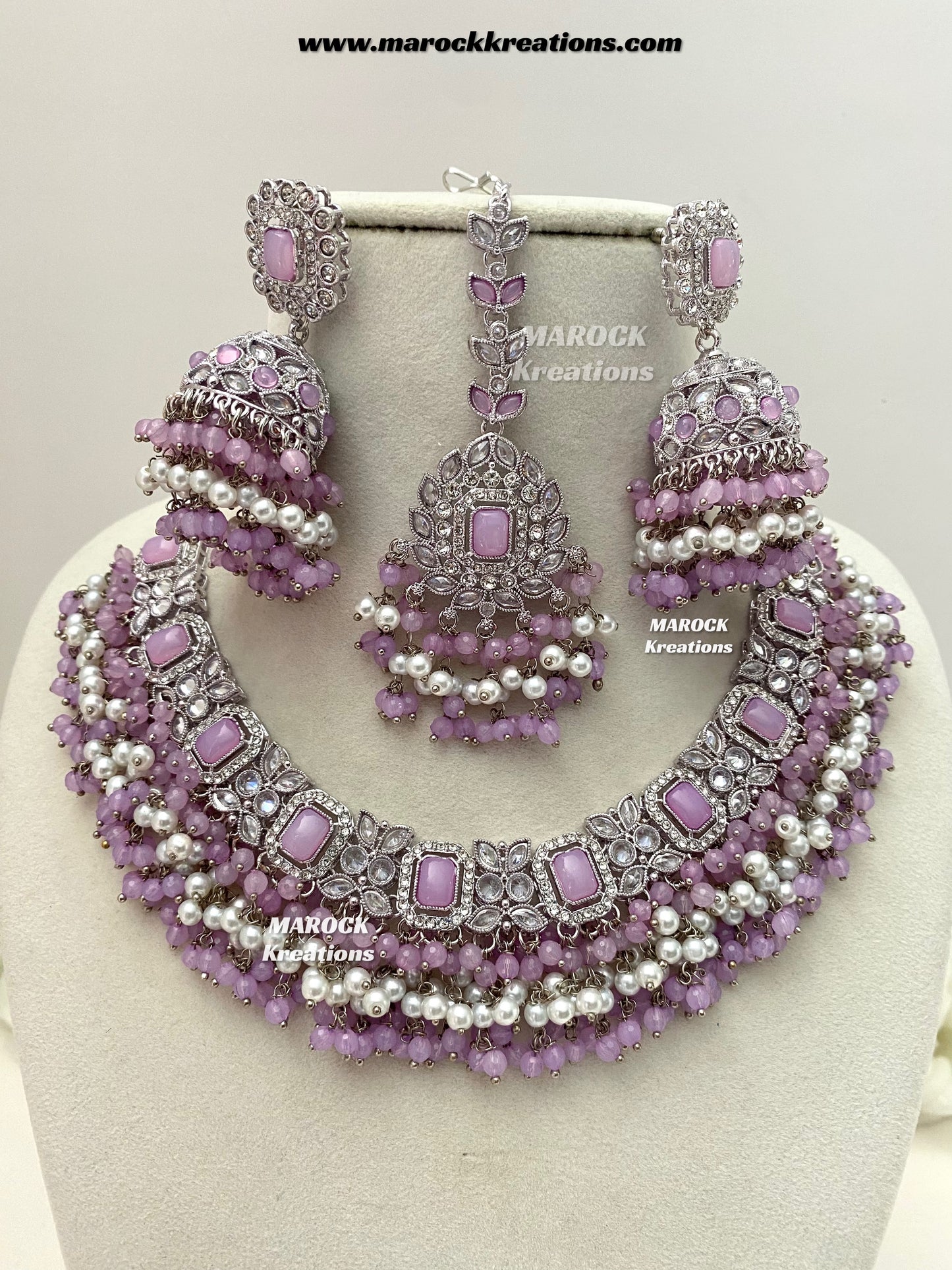 Tashfeen Silver Polki Choker/necklace set