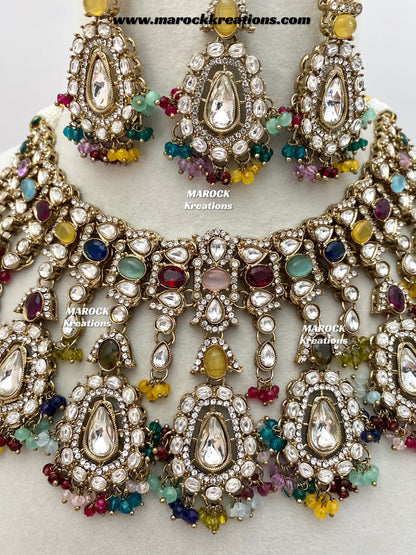 Sareena Kundan choker cum statement Necklace set