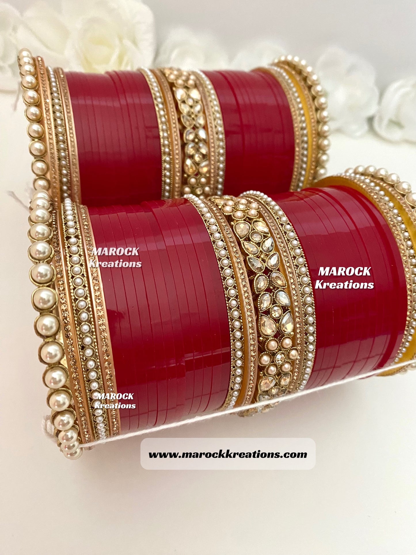 Polki Maroon/Dark Red Bridal Choora/Bridal Bangles