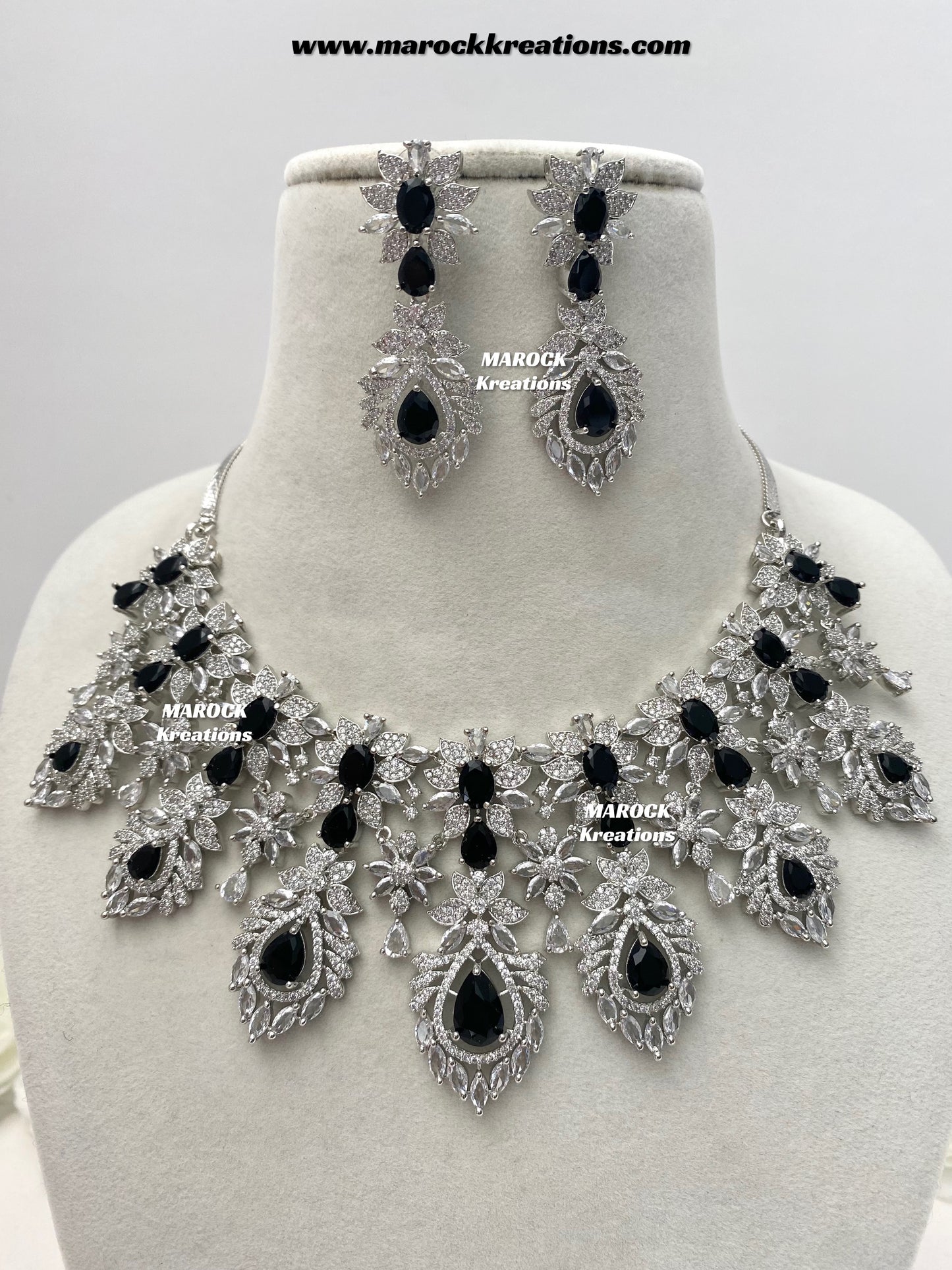 Austin Silver American Diamond Necklace set