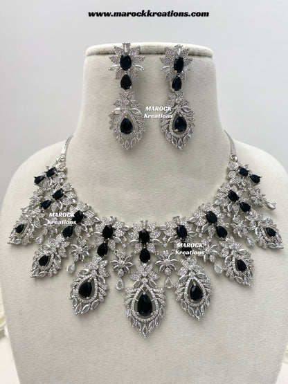 Austin Silver American Diamond Necklace set