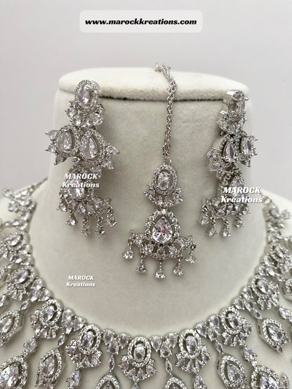 Silver American Diamond Necklace set