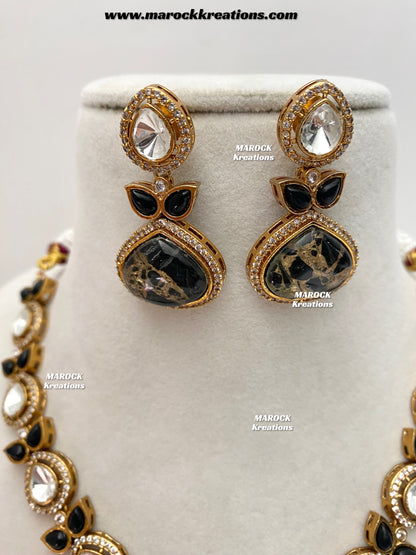 Narisha Premium Quality tyani inspired Kundan doublet stone Statement Necklace set