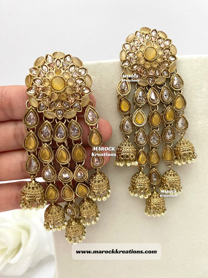 Bollywood style High Quality Antique Gold Polki Statement Earrings