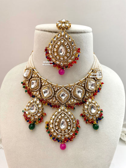 Rahila Premium quality Kundan Statement Choker/Necklace Set