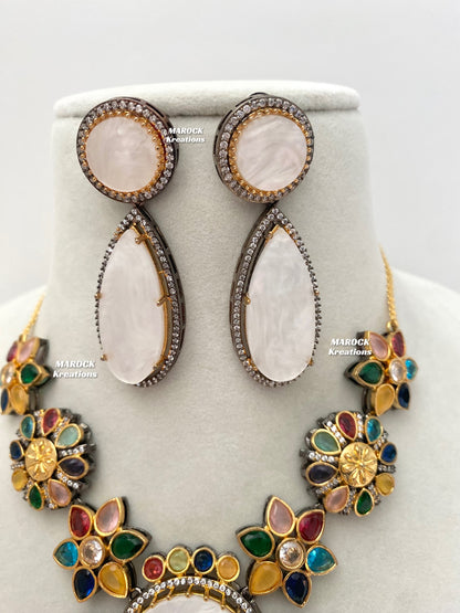 Raha Premium Quality Victorian  Kundan Necklace set