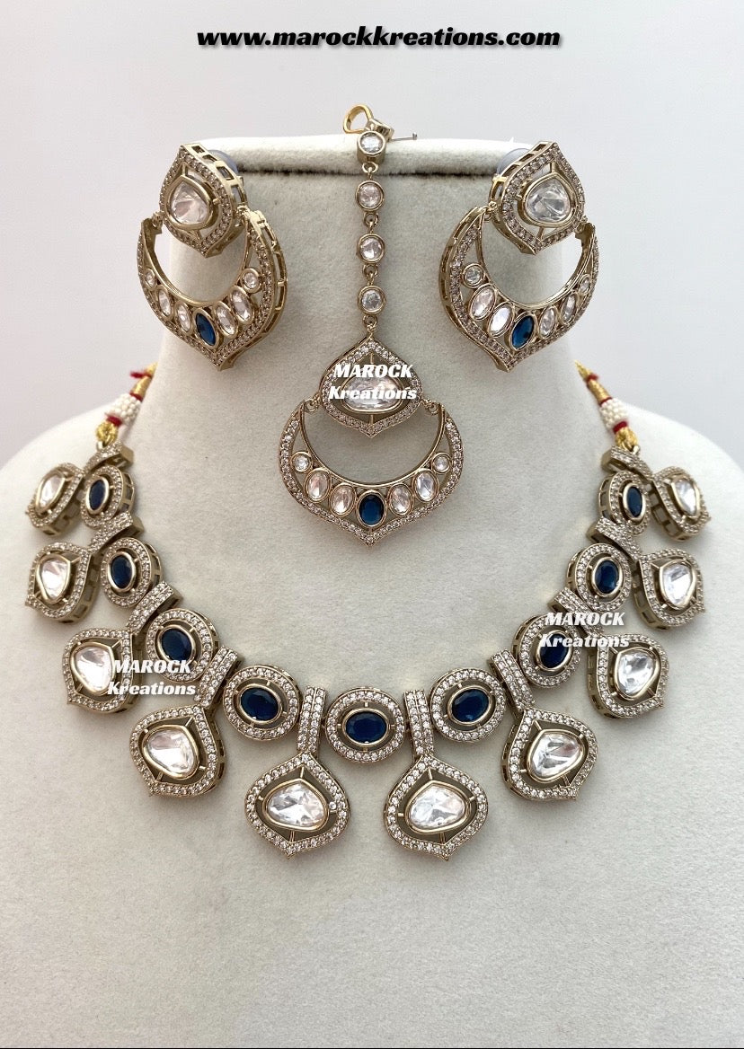 Gunjan Premium Quality Moissanite Kundan Necklace set