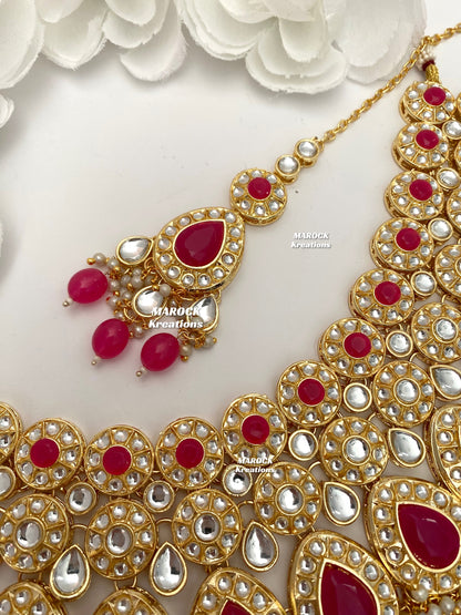 Premium Quality Thappa Kundan Necklace set