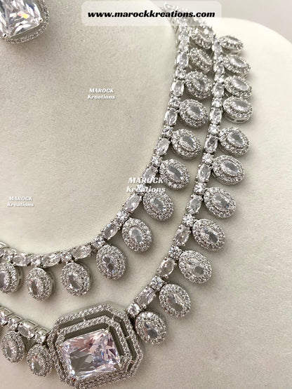 Clara American Diamond Double Layer Necklace set